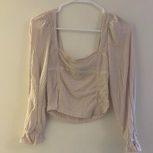 Forever 21 Cream Long Sleeve Blouse